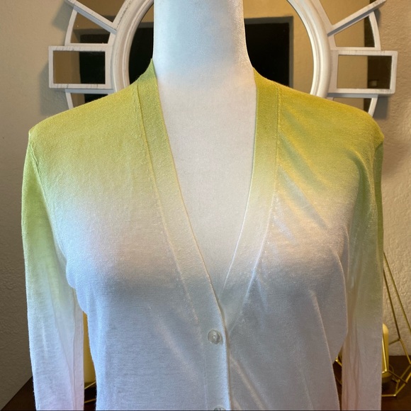 Theory Dual Ombre Cardigan in Pink and Green Ombre Linen- Viscose Medium NWT - Picture 5 of 16